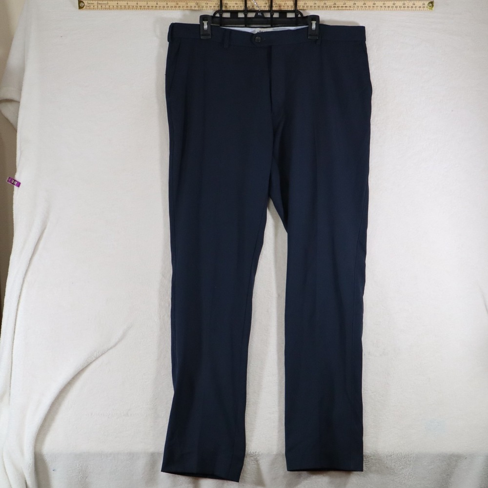 Peter Millar Mens 38x34 Navy Flat Front Dress Pants Performance Trousers